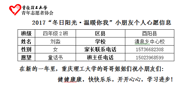 理工志愿者制作的爱心个人卡片